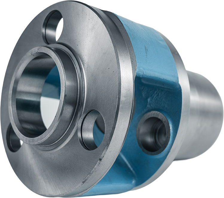 Componente metallico di una macchina con rivestimento blu