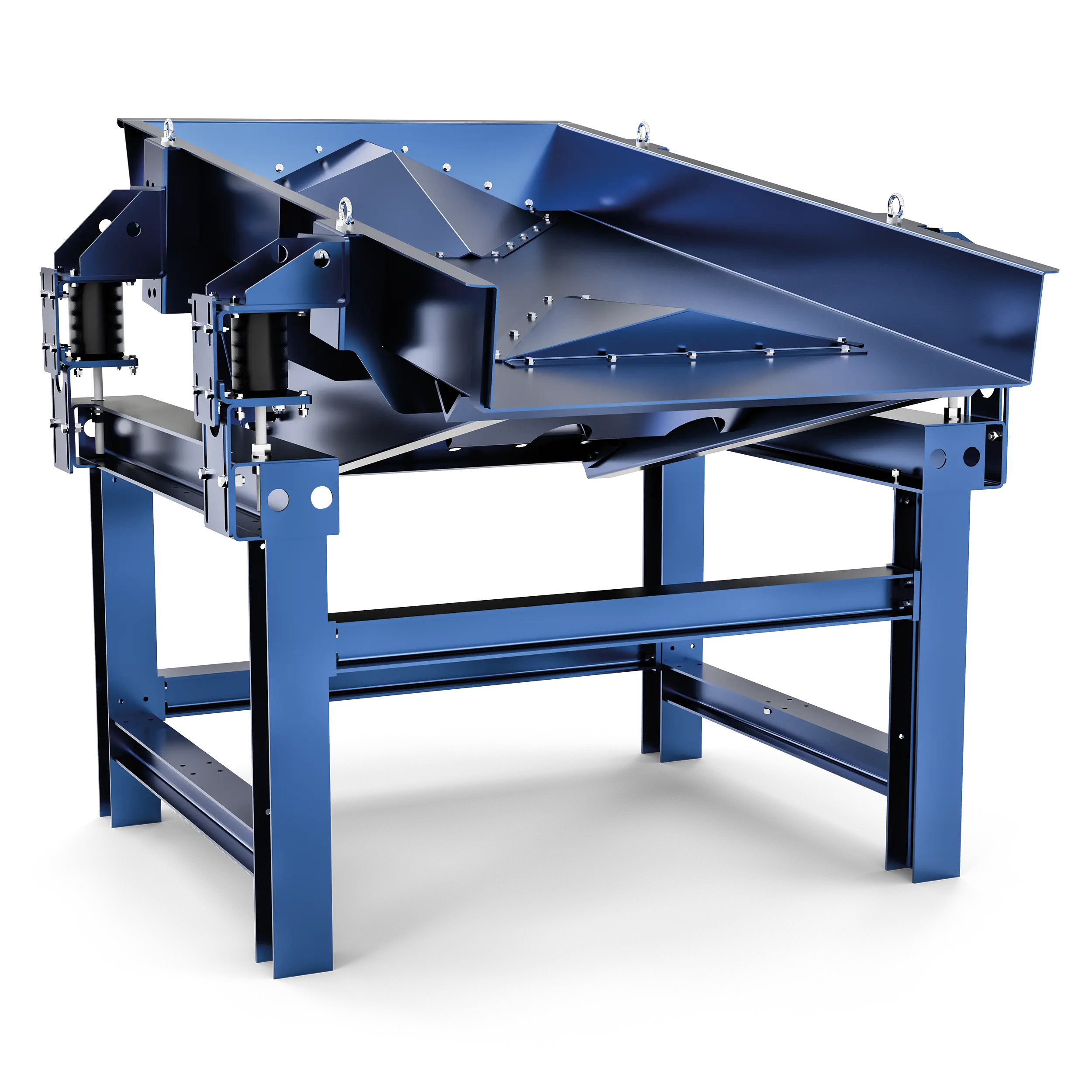 Rendering di una canalina vibrante SPALECK con cono di distribuzione del materiale