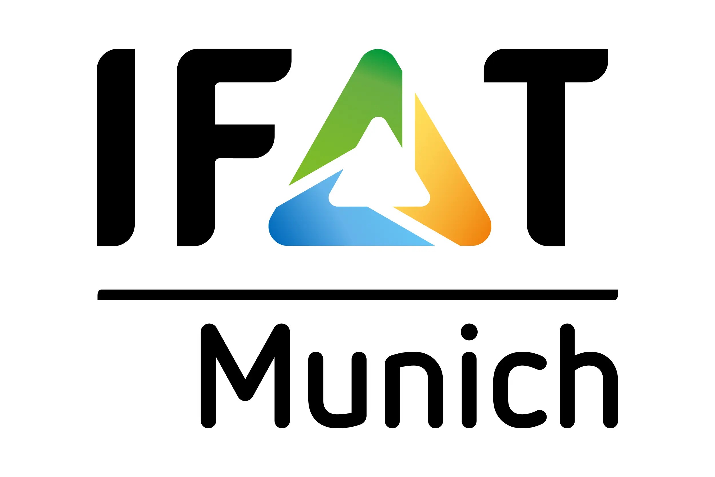 Logo dell'IFAT di Monaco con un triangolo colorato