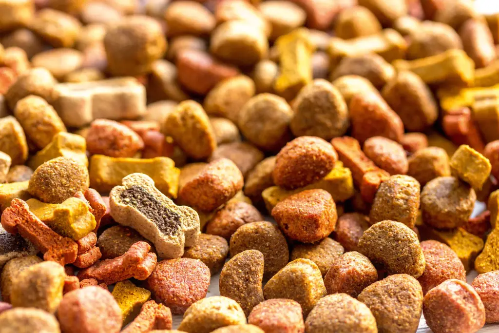 Dettaglio sui prodotti alimentari per animali, in questo caso cibo per cani