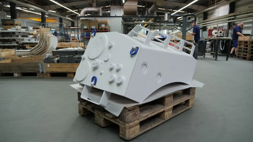 Gruppo saldato verniciato destinato all’impiego in veicoli speciali (veicoli da cantiere) nel reparto di uscita merci presso il subappaltatore SPALECK.