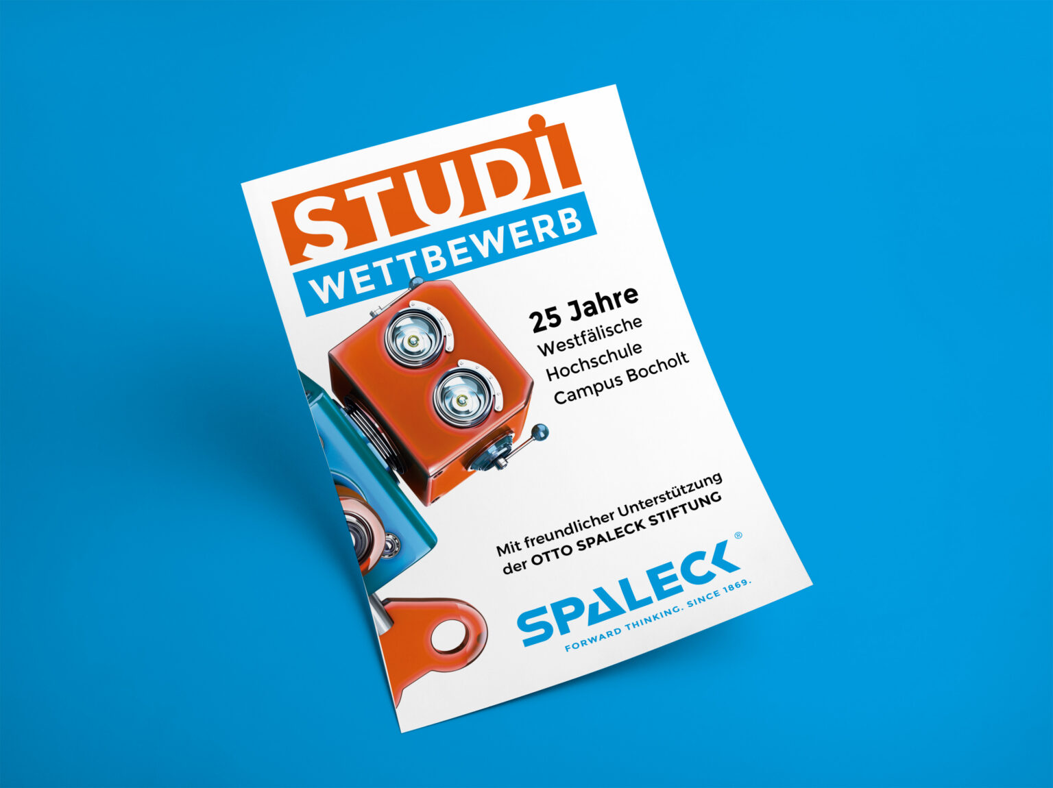 Immagine di un volantino sul concorso per studenti in occasione dei 25 anni dell’Università della Westfalia, Campus di Bocholt